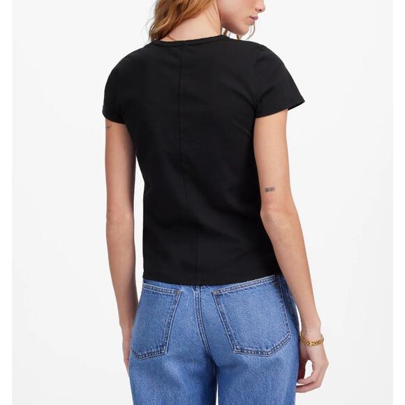 Madewell Essential Slim Tee Womens M Black Lightweight Cotton Crewneck Pullover - Picture 2 of 9